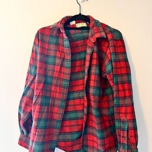 L.L. Bean Red and Green Plaid Shirt